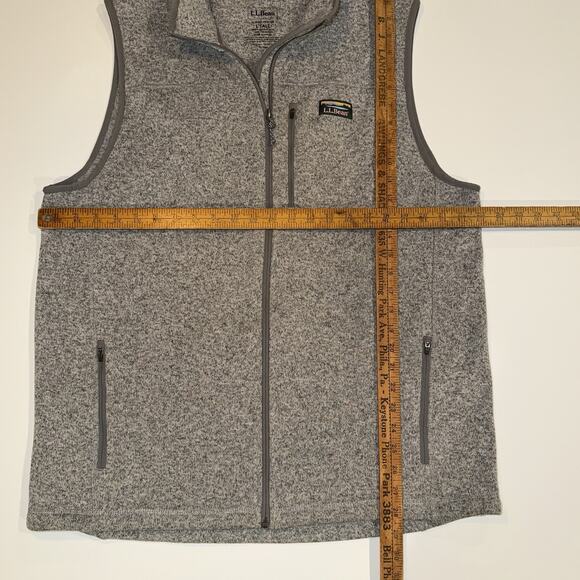 LL Bean Mens L Tall Gray Bean's Sweater Fleece Vest Better Sweater Material - Picture 4 of 5